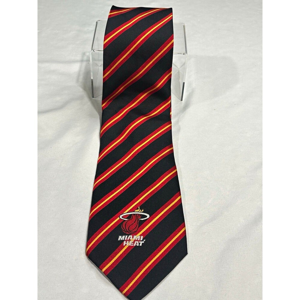 Official NBA Miami Heat Stripe Logo Necktie Black Red Gold New With Tags